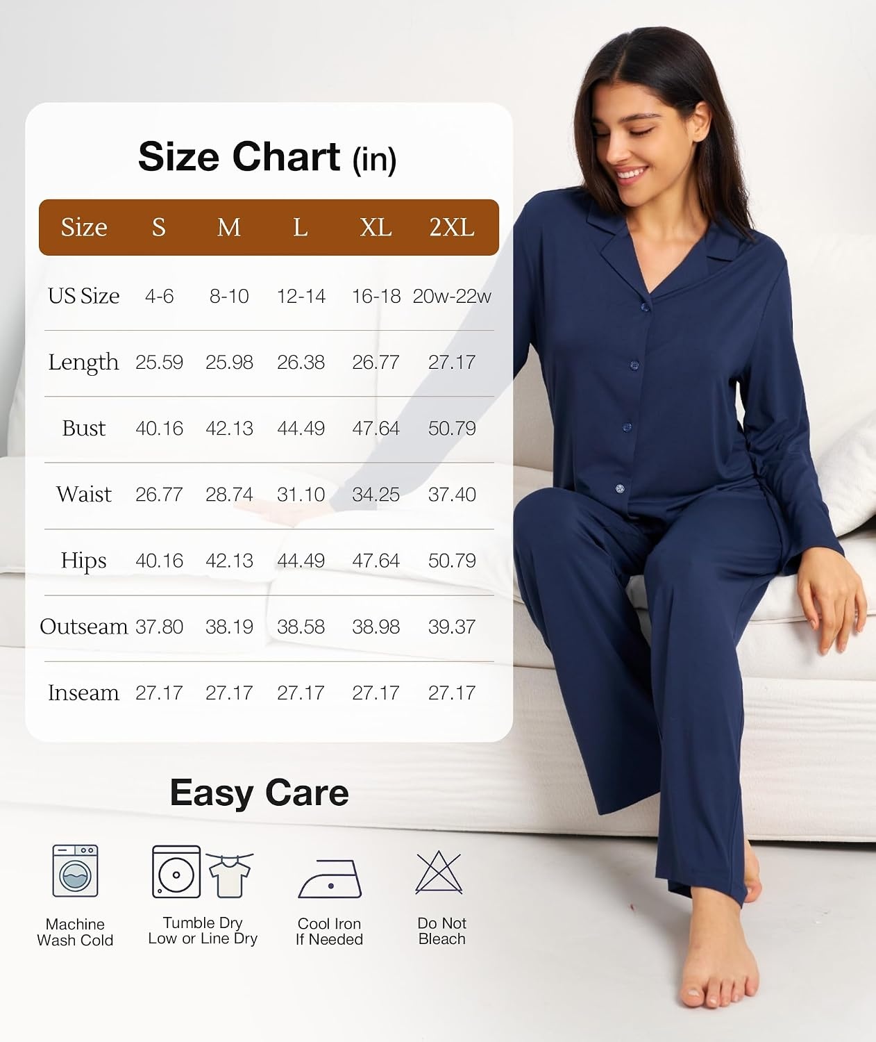 image:imageGYS Bamboo Viscose Pajamas for Women Long Sleeve Button Down Sleep SetHeather Grey