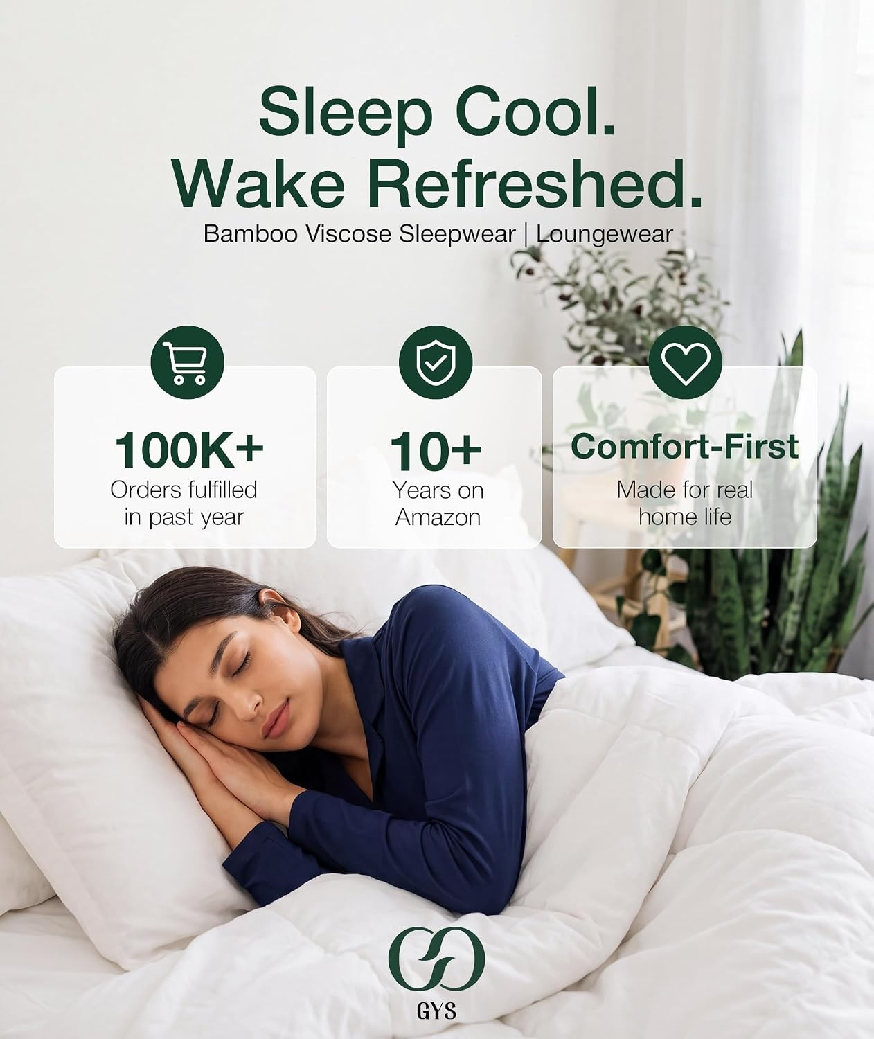 image:imageGYS Bamboo Viscose Pajamas for Women Long Sleeve Button Down Sleep SetWine