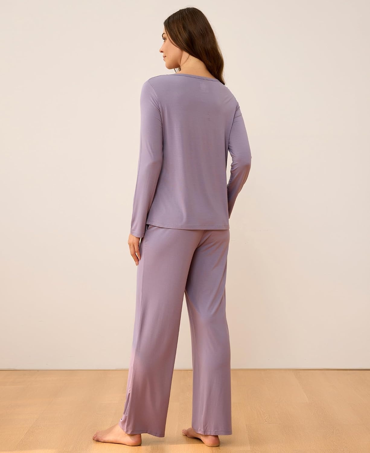 image:imageGYS Bamboo Viscose Pajamas for Women Set Long Sleeve Crew Neck SleepwearViolet