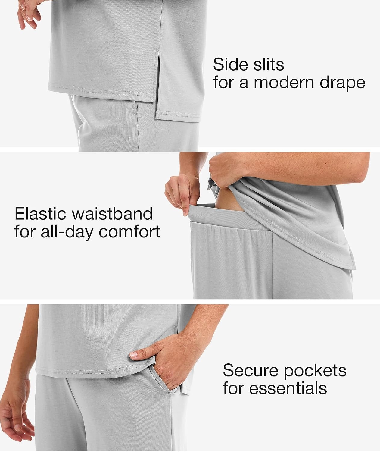 image:imageGYS Bamboo Viscose Women Outfits with Wide Leg PantsLight Grey