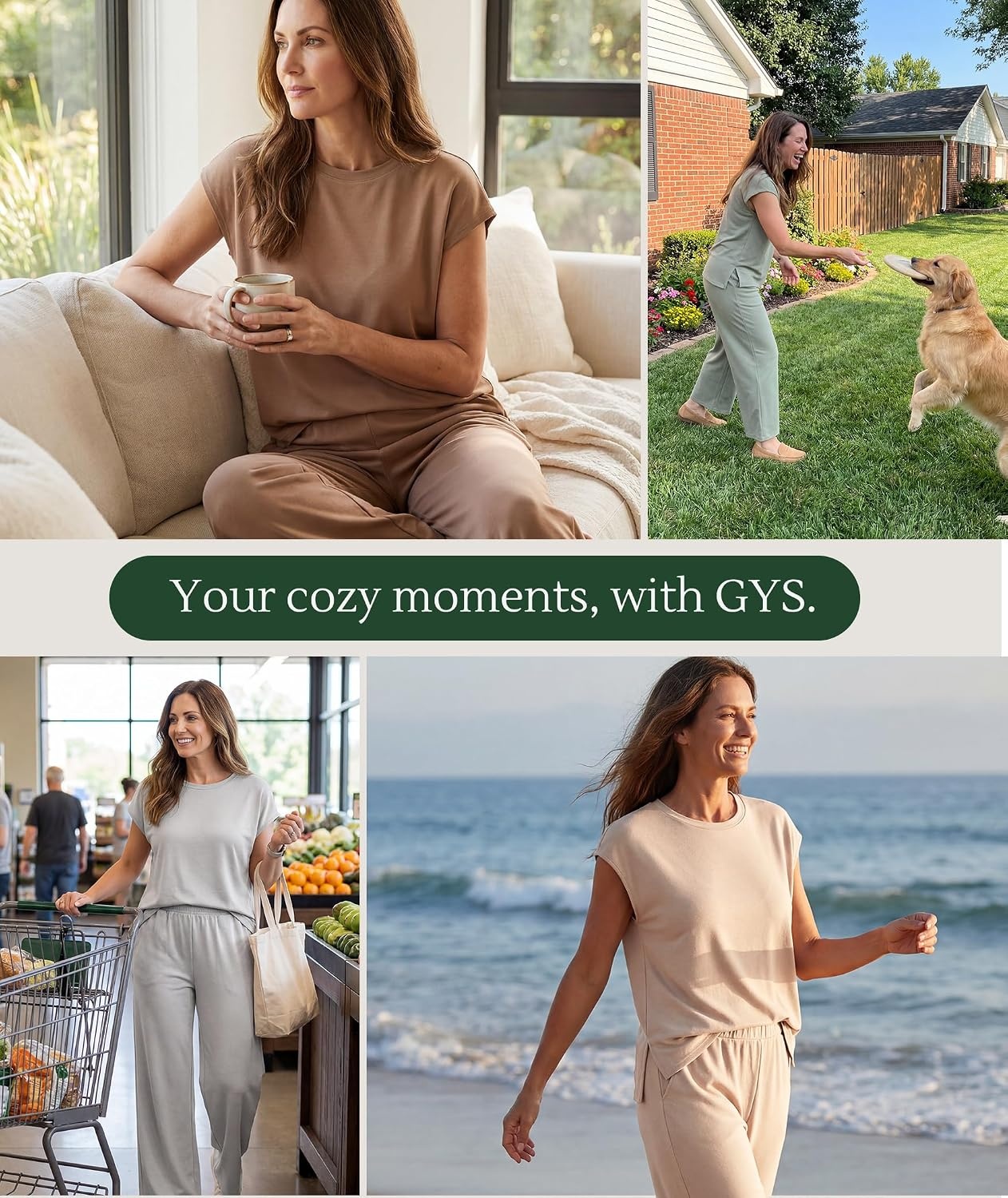 image:imageGYS Bamboo Viscose Women Outfits with Wide Leg PantsTaupe