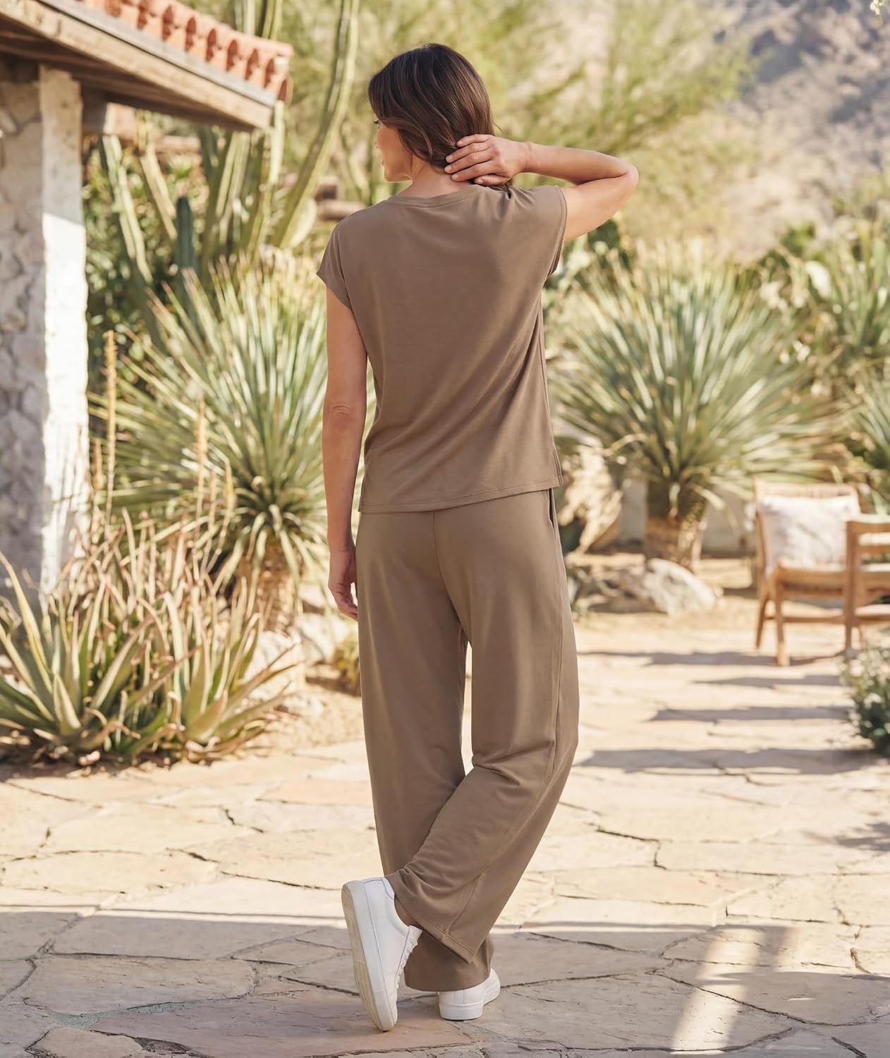 image:imageGYS Bamboo Viscose Women Outfits with Wide Leg PantsTaupe