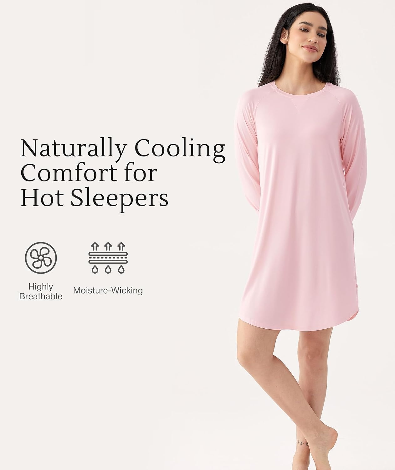 image:imageGYS Bamboo Viscose Womens Lightweight Nightgown Pink Small