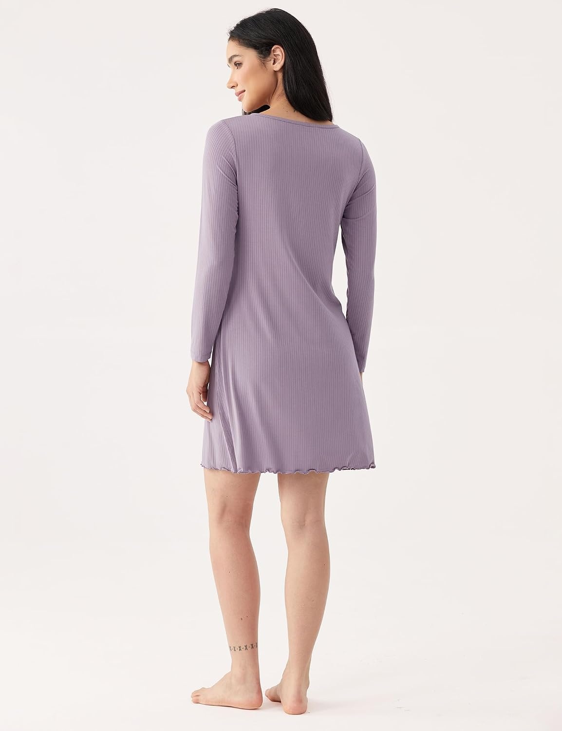 image:imageGYS Premium Bamboo Viscose Long Sleeve Nightgowns for Women Violet S