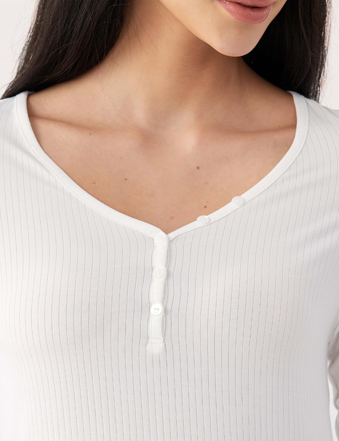 image:imageGYS Premium Bamboo Viscose Long Sleeve Nightgowns for Women White M