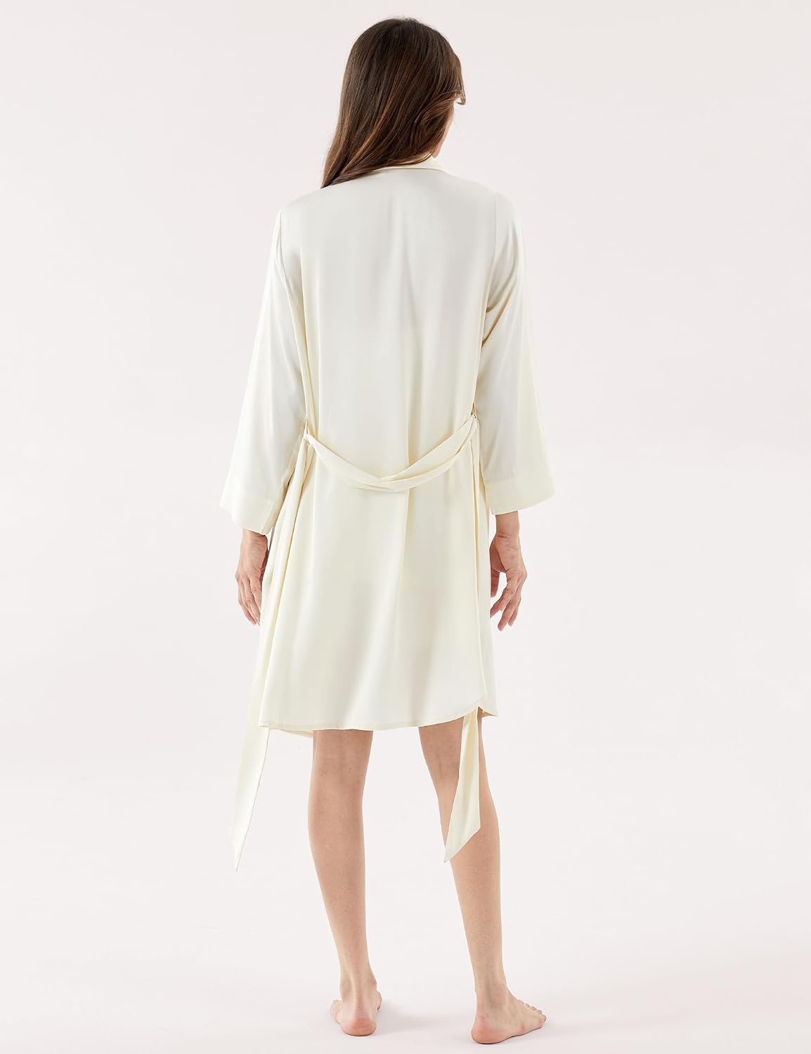 image:imageGYS Womens Bamboo Viscose Soft Long Sleeve Robe Cream White Medium