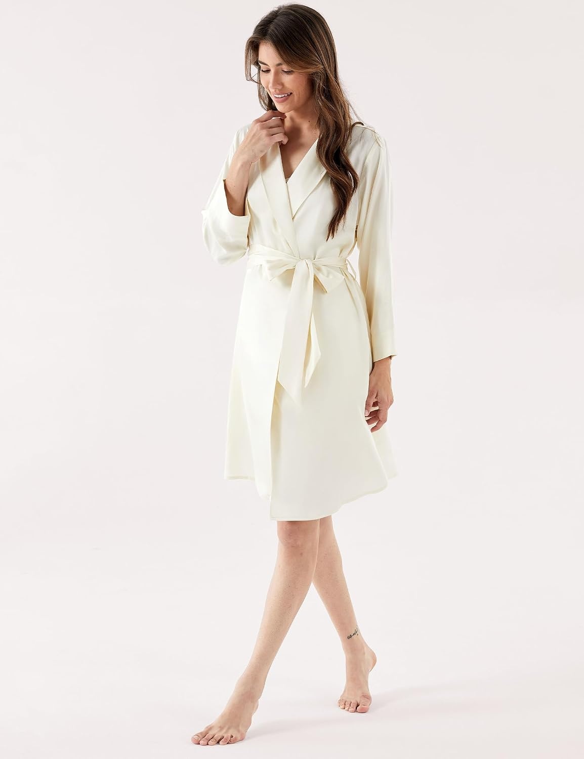 image:imageGYS Womens Bamboo Viscose Soft Long Sleeve Robe Cream White Medium