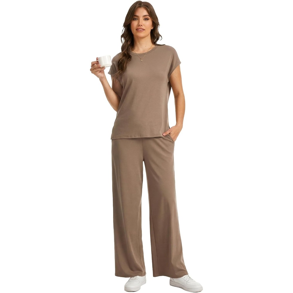 image:imageGYS Bamboo Viscose Women Outfits with Wide Leg PantsTaupe
