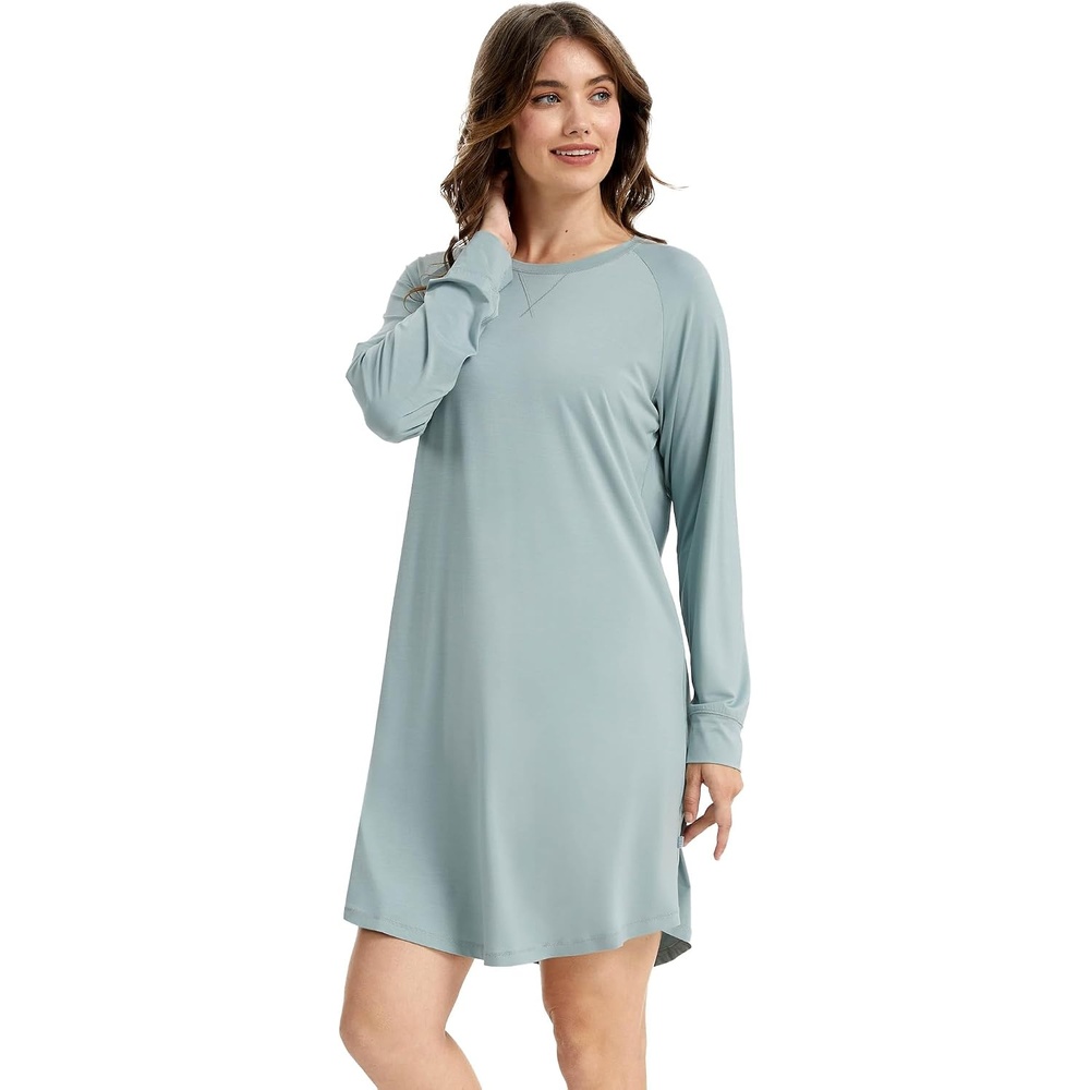 image:imageGYS Bamboo Viscose Womens Soft Nightgown Light Greyish Green Small