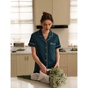 GYS Bamboo Viscose Button Down Pajamas for Women Cooling Pjs Shorts Set(Ink Blue)