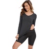 GYS Bamboo Viscose Long Sleeve Pajama Tops for Women V Neck Slim Fit Shirts(Black Melange)