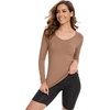 GYS Bamboo Viscose Long Sleeve Pajama Tops for Women V Neck Slim Fit Shirts(Brown)