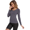 GYS Bamboo Viscose Long Sleeve Pajama Tops for Women V Neck Slim Fit Shirts(Dark Grey)