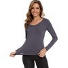 GYS Bamboo Viscose Long Sleeve Pajama Tops for Women V Neck Slim Fit Shirts(Dark Grey)