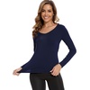 GYS Bamboo Viscose Long Sleeve Pajama Tops for Women V Neck Slim Fit Shirts(Navy)
