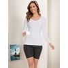 GYS Bamboo Viscose Long Sleeve Pajama Tops for Women V Neck Slim Fit Shirts(White)
