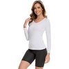 GYS Bamboo Viscose Long Sleeve Pajama Tops for Women V Neck Slim Fit Shirts(White)