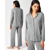 GYS Bamboo Viscose Pajamas for Women, Long Sleeve Button Down Sleep Set(Heather Grey)