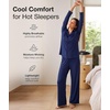 GYS Bamboo Viscose Pajamas for Women, Long Sleeve Button Down Sleep Set(Navy)
