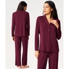 GYS Bamboo Viscose Pajamas for Women, Long Sleeve Button Down Sleep Set(Wine)