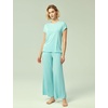 GYS Bamboo Viscose Pajamas for Women Short Sleeve Sleepwear(Aqua)