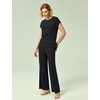 GYS Bamboo Viscose Pajamas for Women Short Sleeve Sleepwear(Black)