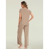 GYS Bamboo Viscose Pajamas for Women Short Sleeve Sleepwear(Camel)
