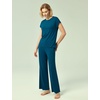 GYS Bamboo Viscose Pajamas for Women Short Sleeve Sleepwear(Lyons Blue)