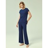 GYS Bamboo Viscose Pajamas for Women Short Sleeve Sleepwear(Navy)