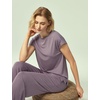 GYS Bamboo Viscose Pajamas for Women Short Sleeve Sleepwear(Violet)