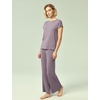GYS Bamboo Viscose Pajamas for Women Short Sleeve Sleepwear(Violet)
