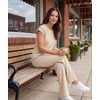GYS Bamboo Viscose Women Outfits with Wide Leg Pants(Beige)