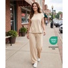 GYS Bamboo Viscose Women Outfits with Wide Leg Pants(Beige)