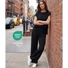 GYS Bamboo Viscose Women Outfits with Wide Leg Pants(Black)