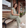 GYS Bamboo Viscose Women Outfits with Wide Leg Pants(Olive Green​)