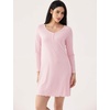 GYS Premium Bamboo Viscose Long Sleeve Nightgowns for Women, Pink, L