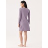 GYS Premium Bamboo Viscose Long Sleeve Nightgowns for Women, Violet, S
