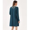 GYS Premium Nightgown for Women Bamboo Viscose Long Sleeve Lace V Neck Soft Sleep Dress(Ink Blue)