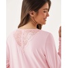 GYS Premium Nightgown for Women Bamboo Viscose Long Sleeve Lace V Neck Soft Sleep Dress(Pink)