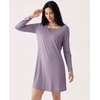 GYS Premium Nightgown for Women Bamboo Viscose Long Sleeve Lace V Neck Soft Sleep Dress(Violet)