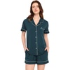 GYS Bamboo Viscose Button Down Pajamas for Women Cooling Pjs Shorts Set(Ink Blue)