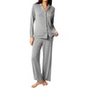 GYS Bamboo Viscose Pajamas for Women, Long Sleeve Button Down Sleep Set(Heather Grey)