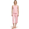GYS Women’s Bamboo Viscose Tank & Capris Pajama Set(Pink)