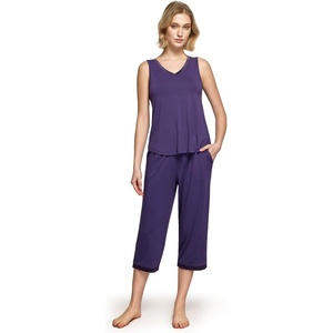 GYS Women’s Bamboo Viscose Tank & Capris Pajama Set(Deep Purple)