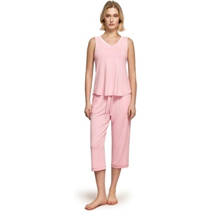 GYS Women’s Bamboo Viscose Tank & Capris Pajama Set(Pink)