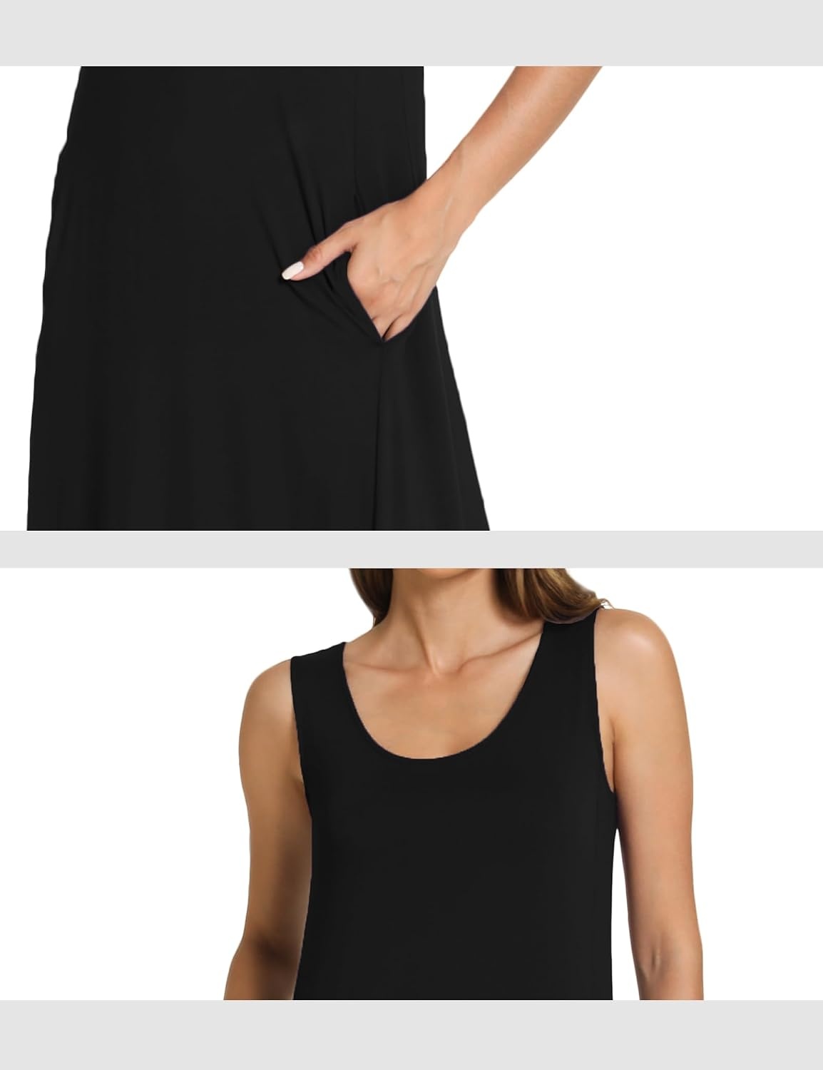image:imageGYS Sleeveless Nightgowns for Women Bamboo Viscose Night Shirt with PocketsBlack