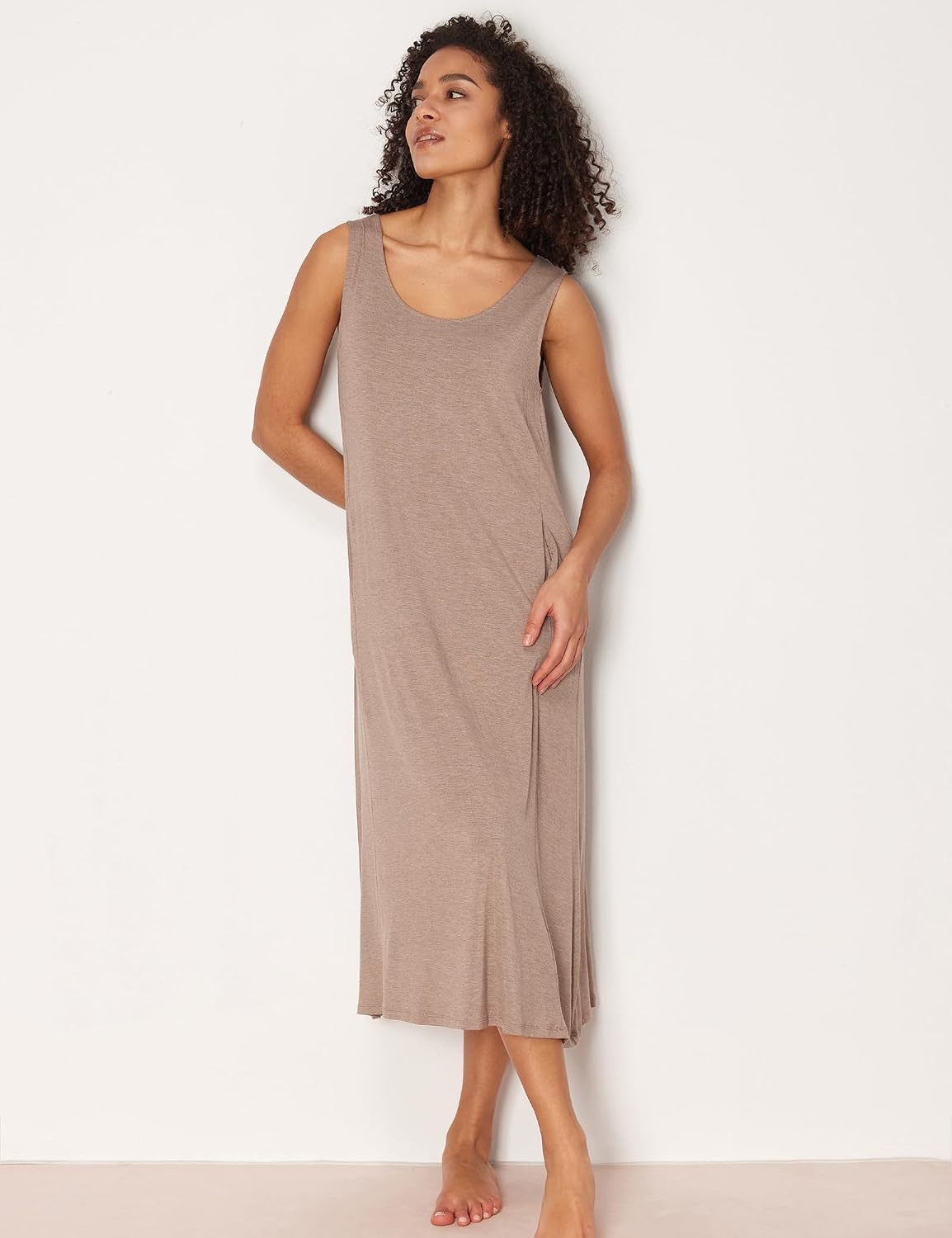 image:imageGYS Sleeveless Nightgowns for Women Bamboo Viscose Night Shirt with PocketsCamel