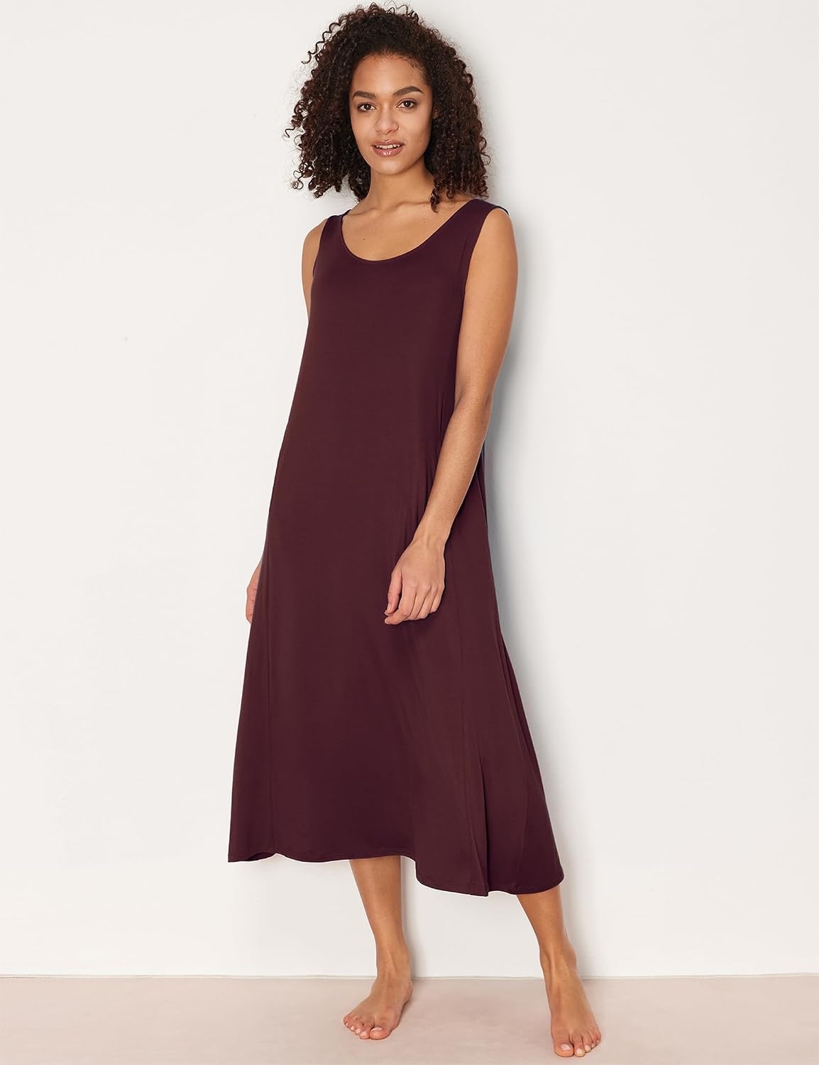image:imageGYS Sleeveless Nightgowns for Women Bamboo Viscose Night Shirt with PocketsFicus Red