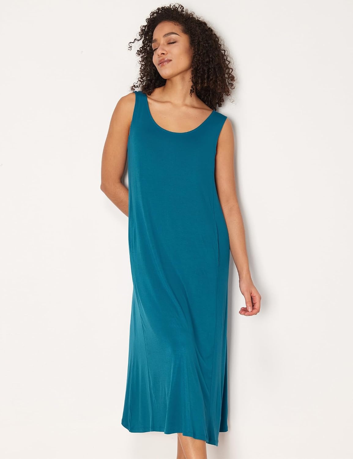 image:imageGYS Sleeveless Nightgowns for Women Bamboo Viscose Night Shirt with PocketsTeal Blue