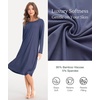 GYS Bamboo Viscose Long Sleeve Nightgowns for Women Silky Soft Sleep Shirt(Blue Ice)